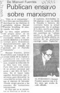 Publican ensayo sobre marxismo.