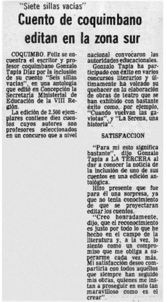 Cuento de coquimbano editan en la zona sur.