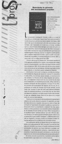 Buscando la génesis del movimiento popular  [artículo] Juan Neira J.
