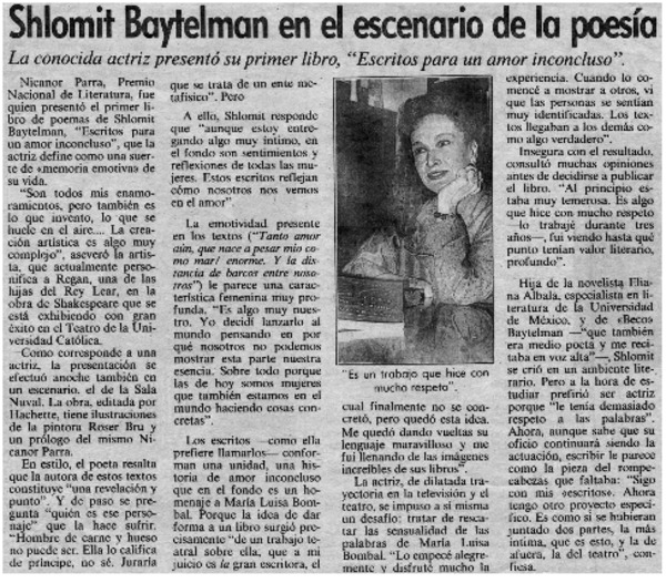 Shlomit Baytelman en el escenario de la poesía