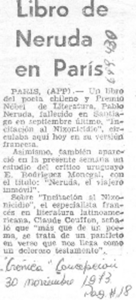 Libro de Neruda en París.