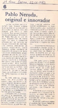 Pablo Neruda, original e innovador.