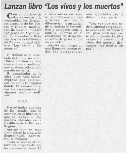 Lanzan libro "Los vivos y los muertos".