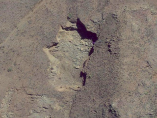 Posible aspecto de la cavidad que quedara, despus de la ocurrencia de un huracn; detalle de punto geogrfico ubicado al norte de Petorca, tamao aproximado 120 x 90 metros (copia de Google maps)