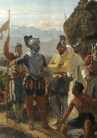 Detalle de La fundacin de Santiago de Pedro Lira