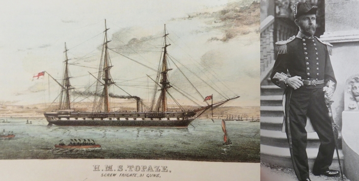 La fragata Topaze y el comodoro Richard Powell.