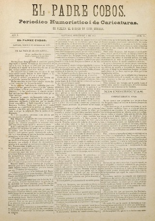 El Padre Cobos. Santiago, 4 de septiembre de 1875. A�o I. N� 15. 4 pp.