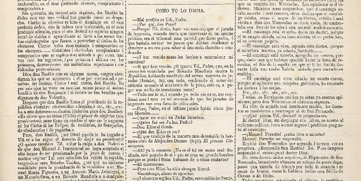 El Padre Cobos. Santiago, 1 de julio de 1876. Ao II. N 58. 4 pp.