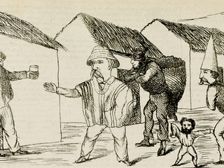 Benjamn el popular, tras los sufragios del pueblo hacia 1870. Peridico El Padre Cobos. Memoria Chilena, Biblioteca Nacional de Chile.