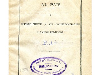 Vicua Mackenna, Benjamn. Manifiesto al pas. 1876. 13 pp.