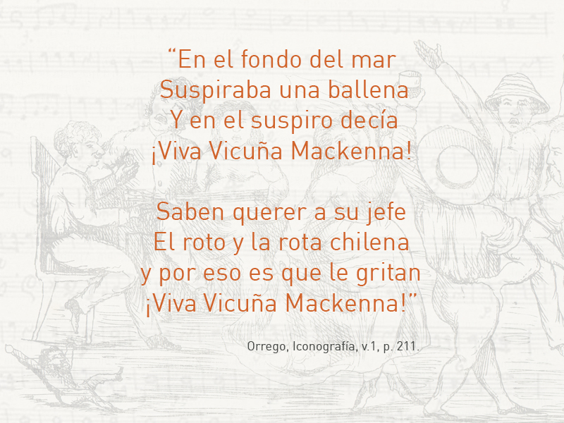 Verso popular que le cantaban los "huasos" cuando Benjamín Vicuña asistía a las fiestas populares durante la campaña de los pueblos Verso popular que le cantaban los "huasos" cuando Benjamín Vicuña asistía a las fiestas populares durante la campaña de los pueblos