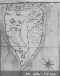 Plano de Curicó, ciudad fundada en 1743