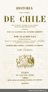Documentos sobre la historia, la estadística y la geografía [de Chile]