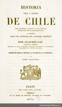 Documentos sobre la historia, la estadística y la geografía [de Chile]