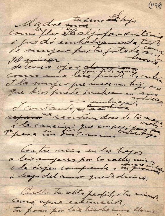 [Madre, tu seno al hijo... manuscrito]