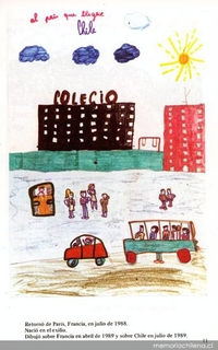 Dibujo de Marión sobre Chile, 8 años, julio de 1989