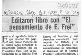 Editaron libro con "el pensamiento de E. Frei".