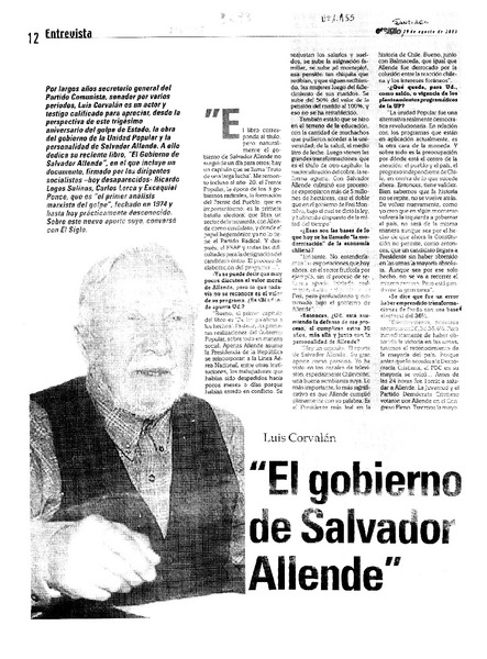 "El gobierno de Salvador Allende": [entrevistas]
