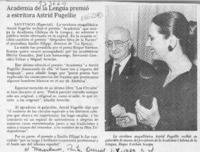 Academia de la Lengua premió a escritora Astrid Fugellie  [artículo].