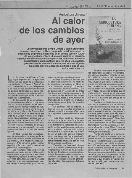 Al calor de los cambios de ayer  [artículo] H. T.