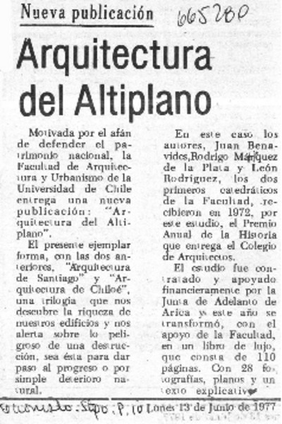 Arquitectura del altiplano.  [artículo]