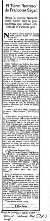 El Perro rastrero de Françoise Sagan