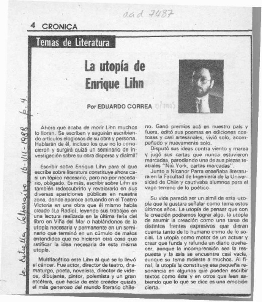 La utopía de Enrique Lihn