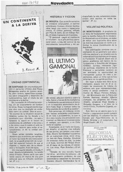 Novedades  [artículo] F. L.