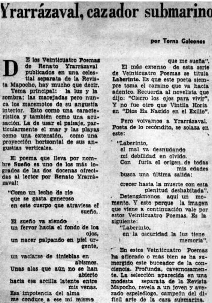 Yrarrázaval, cazador submarino