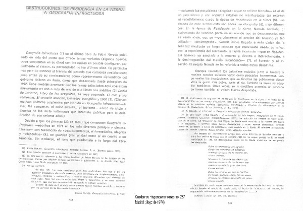 Destrucciones: de Residencia en la tierra a Geografía infructuosa