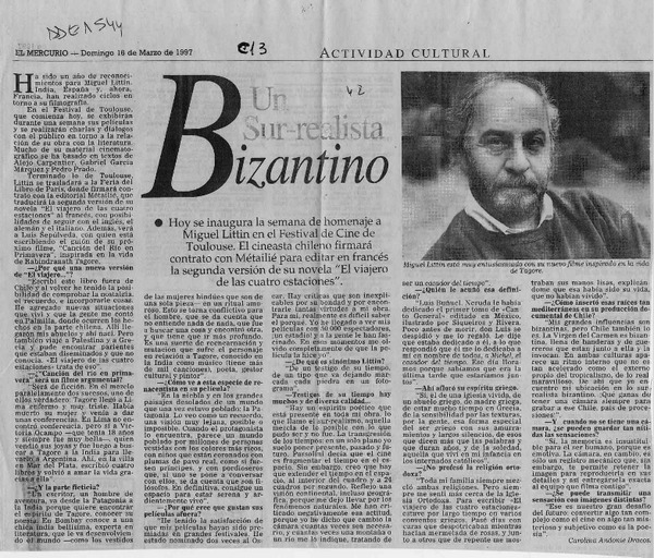 Un sur-realista bizantino  [artículo] Carolina Andonie Dracos.