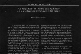 "La despedida" un poema paradigmático en la producción literaria de Pedro Prado  [artículo] Cristián Montes.