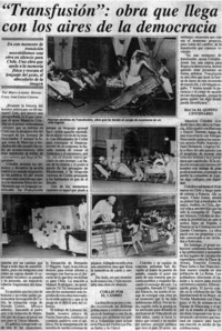 "Transfusión", obra que llega con los aires de la democracia
