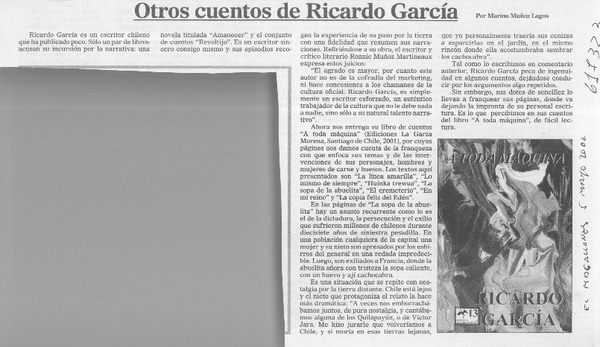 Otros cuentos de Ricardo García  [artículo] Marino Muñoz Lagos
