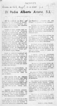 El padre Alberto Arraño, S. J.  [artículo] Rodolfo Núñez Durán.
