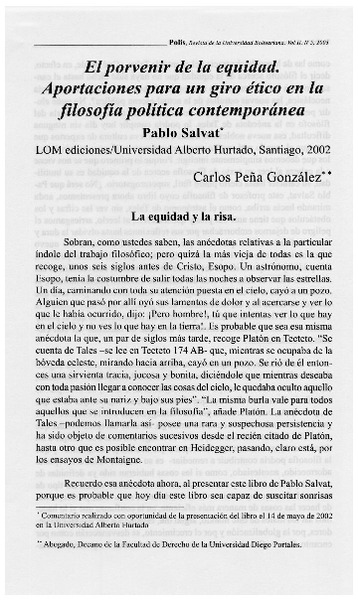 El porvenir de la equidad. Aportaciones para un giro ético en la filosofía política contemporánea