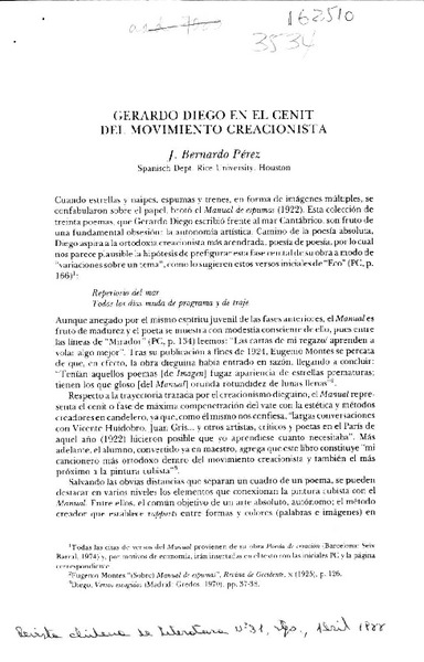 Gerardo Diego en el cenit del movimiento creacionista