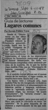 Lugares comunes  [artículo] Hernán Poblete Varas.