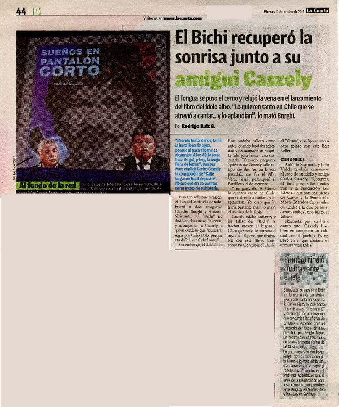 El Bichi recuperó la sonrisa junto a su amigui Caszely  [artículo] Rodrigo Ruíz G.