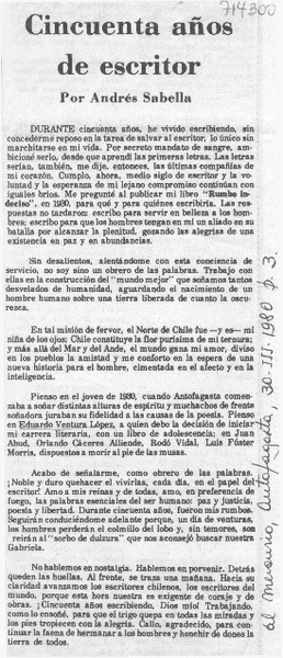 Cincuenta años de escritor