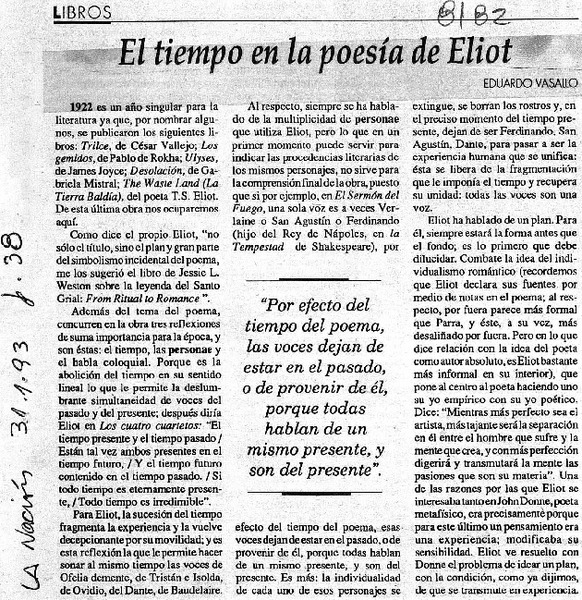 El tiempo en la poesía de Eliot