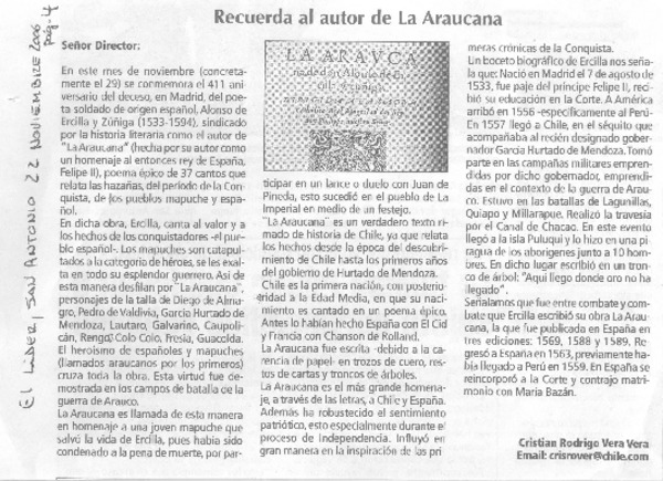 Recuerda al autor de La Araucana