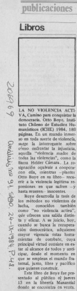 "La No violencia activa, camino para conquistar la democracia"