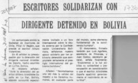 Escritores solidarizan con dirigente detenido en Bolivia  [artículo].
