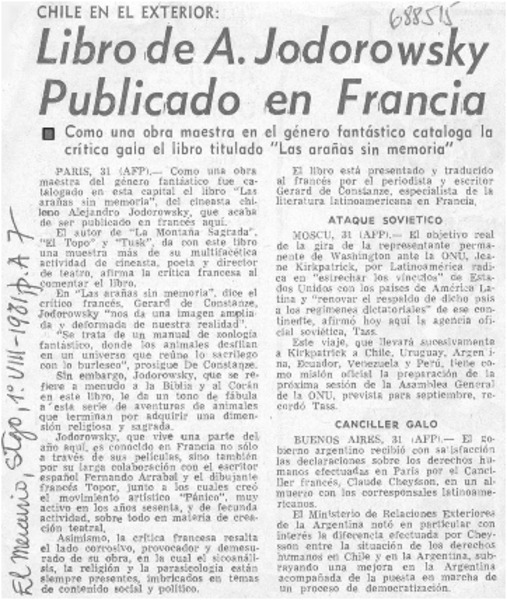 Libro de A. Jodorowsky publicado en Francia.