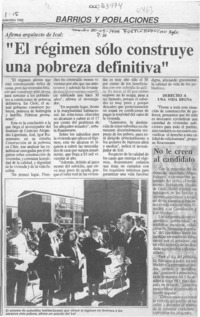 "El Régimen sólo construye una pobreza definitiva"  [artículo].