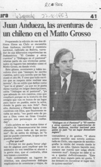 Juan Andueza, las aventuras de un chileno en el Matto Grosso  [artículo].