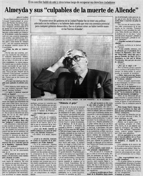 Almeyda y sus "culpables de la muerte de Allende" : [Entrevista]