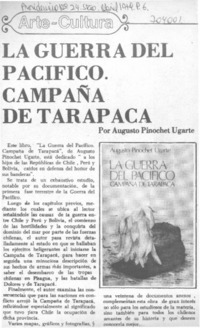 La Guerra del Pacífico, campaña de Tarapacá.