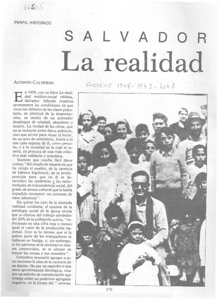 Salvador Allende, la realidad médico social